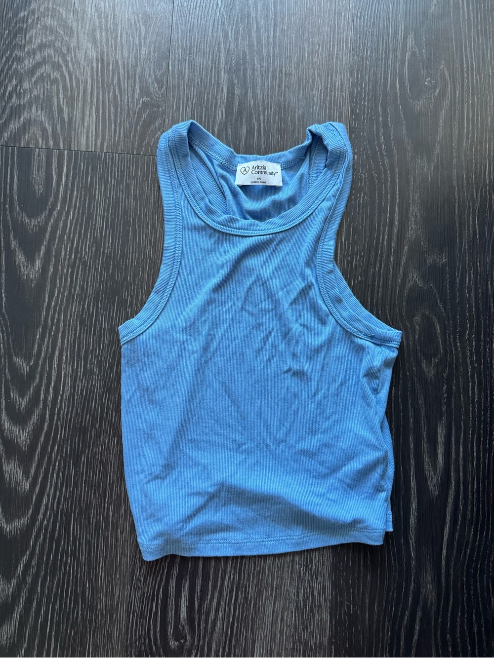 Aritzia Blue Ribbed Racerback Tank